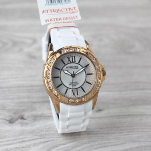JAm tangan Wanita Q&Q 17 ATTRACTIVE bulat tali rubber/silicon analog original