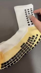 1 pair of adhesive point anti slip football socks and leg protection socks