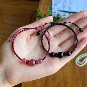 Vòng Đeo Tay Dệt Pha Lê Dâu Tây Nữ Phong Cách Dễ Thương Vòng Đeo Tay Cặp Đôi Họa Tiết Thời Trang Sành Điệu Trang Sức Quyến Rũ May Mắn Giải Pháp Đơn