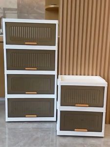 Trove Lemari penyimpanan 40CM-50CM/desain pintu lipat/kulit kerang/lemari penyimpanan berkapasitas besar yang dapat ditumpuk