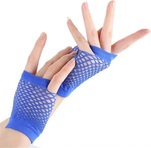Girls Mesh Gloves Short Wrist Gothic Punk Rock Costume Fancy Party Brides Mesh Fingerless Gloves