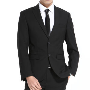 Mens Casual Slim Fit Business Suit Jacket Top Single-breasted Large Size Polyester Fiber round Hemline Long Sleeve Coat