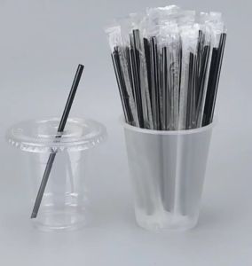 100PCS Restaurant Milk Tea Shop Table Multi-function Disposable Beverage Juice Straw for Tea Coffee Soybean Milk Pointed Round Head Straw