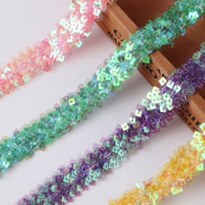 1 Yard 20mm Sequins With Elasticity Trim Ribbon For Handmade Sewing  Dress Decoration DIY  Hair Band Material