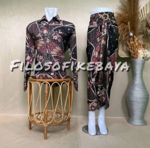 cauple batik kondangan motip terbaru kemeja panjang mid rok lilit batik free ring cauple kondangan
