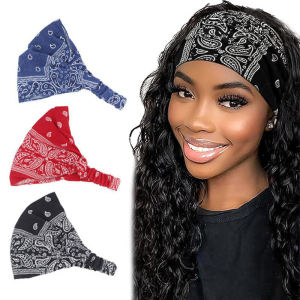 Bohemian Style Elastic Sports Hairband Womens Wide Edge Hairband with Almond Flower for Hair Bundling Fashionable Accessory