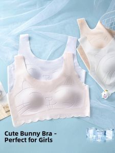 Miiow | Catwoman Underwear Girls Puberty Development Thin Cup Bra No Steel Ring Primary And Middle School Students Anti-Bulge Vest