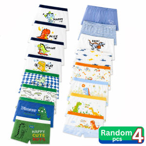 4/8 Pack of Random Printed Boys Underwear Cotton Soft and Breathable Boys Boxer Shorts Cartoon Dinosaur Children Boxers Briefs