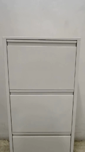 Modern Minimalist 3-Tier Metal Shoe Cabinet | Space-Saving Slim Shoe Rack Organizer for Entryway & Hallway (White)