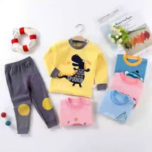 Boys Baby Fashion Sleepwear Set with Long Pants & Sleeves Warm Cotton Pajamas for 0-5yrs Kids
