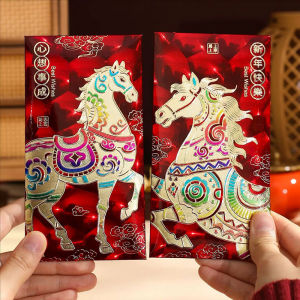 6Pcs Holographic Bronzing Red Envelope 2026 Year of the Horse Red Packet Chinese New Year Ang Pao Festival Hongbao (in stock)