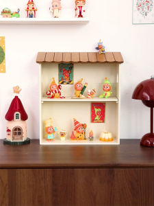 Aying Fragrance Cosmetic Tea Set Cup Storage Box Female Display Shelf Bubble Monster Cute Particle Showcase Wooden Rectangular Japanese Style Mobile Home Organization Desktop Storage Box