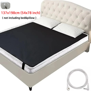 Large Earthing Grounding Mat for Bed - 137x198cm (54x78 inch) Carbon-Infused PU Leather Mat with 15FT Cord for Improved Sleep
