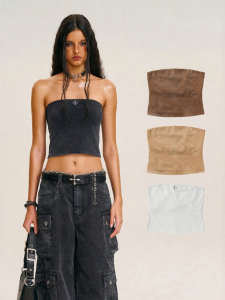SMFK | Retro Crop Top Vintage Style Fade Effect Cotton Soft T-Shirt
