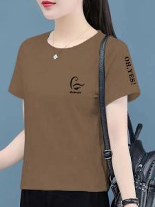 Pure Cotton Short Sleeve T-Shirt Womens Summer 2024 New Korean Loose Slimming Small Size Versatile Body Shirt Trendy