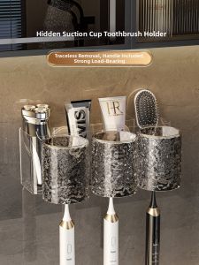 Kaman | Kệ Đựng Đồ Chải Răng Treo Tường Hút Chân Không