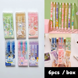 6pcs 0.5mm Mechanical Pencils Set with 1 Tube Lead Refills for School Office Stationery