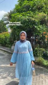 Gamis Wanita Terbaru 2024 Viral Olivia Dress Brukat Mix Tile Furing Hyget Baju Muslim Lebaran Brokat
