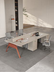 Modern Minimalist Office Desk And Chair Combination Computer Workstation Partition Screen for 4/6 People Employee Desk