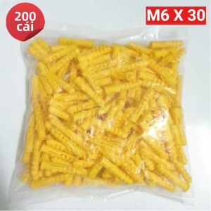 200 CHIẾC M6 * 30mm M8 * 40mm Ống Mở Rộng Bằng Nhựa Nhỏ Màu Vàng Cao Cấp Nylon Dày Vít Mở Rộng Bu Lông Neo Ổ Cắm Tường Cho Chế Biến Gỗ