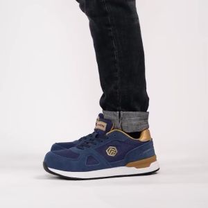 LARNMERN Safety Shoes Mens Sneakers Steel Toe Construction AntiStatic Work Shoes Pria L9096 Navy