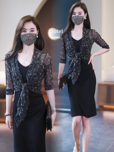Mesh Cardigan Small Outer Wear with Suspender Skirt Fashion Western Style Small Coat Summer Shawl Short All-Matching Thin Blouse
