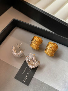 Heavy-Work Silver Needle Metal Gold And Silver Line Earrings for Women High-End Sensation Luxury Atmosphere Ear Jewelry