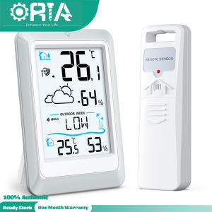 ORIA Thermometer Hygrometer Wireless Weather Stations Indoor Outdoor Temperature Humidity Monitor Battery Powered Sensor with Backlight Display
