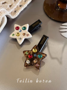 Star Shaped Colorful Diamond Duckbill Hair Clip Side Ponytail Holder Womens New 2025 Elegant Feeling Hair Accessories