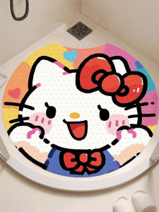 Đệm Chân Hình HelloKitty Tròn Chống Trượt Cho Trẻ Em Đệm Phòng Tắm Chuyên Dụng Cho Phòng Tắm Đệm Chân Phòng Tắm PVC in Họa Tiết Hoạt Hình