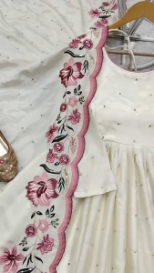 [PRE-ORDER] Ready Made Pure Cinon Silk With Heavy Embroidery Anarkali Gown (10-15days delivery)