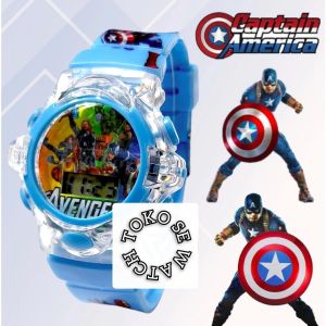 COD Jam Tangan Anak Cowok Digital Karakter Captain America Ada Lampu dan Music Melody