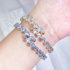 SEQUITO Expensive Ladies Jewelry Set Full Pave Setting Princess Cut AAAAA Cubic Zircon Yellow Gold Color Royal Adjustable Choker Necklace for Dancing Party SJ386