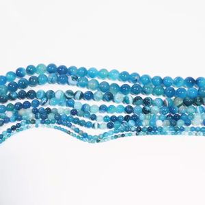 1 Strand Blue Stripe Agate Round Beads 4-14mm Natural Stone Beads Loose Spacer Beads For DIY Jewelry Making Bracelet Necklace