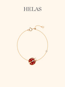 Helas | Ladybug 14K Gold Red Agate Lab-grown Diamond Bracelet