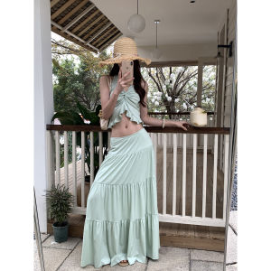 Summer Outer Wear V-Neck Back Beauty Halter Top Sleeveless Vest