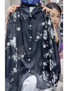 QINGNAER | Trendy Loose Fitting Black POLO Shirt Sleeve