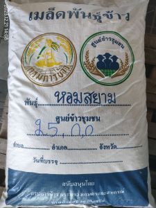 #ข้าวหอมสยาม ✅ 25 กก.(เมล็ดพันธุ์คัดพิเศษ)ข้าวเจ้าหอมนาปี ต้นเตี้ย