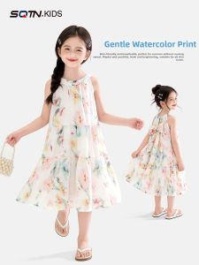 SQTN.KIDS | Floral Off-the-Shoulder Beach Style Beautiful Dress