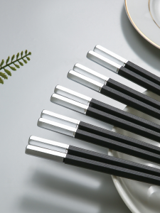 High-End Hexagonal Alloy Chopsticks Antibacterial Anti-Mold High-Temperature Resistant for Home And Commercial Use in Restaurants And Hotels
