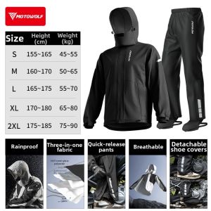 MOTOWOLF | Commuter Split Waterproof Motorcycle Rain Suit
