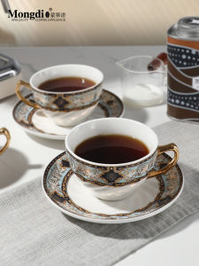 Elegant Ceramic Coffee Cup with Spoon High-End Home Use Mongdio Coffee Utensils European Style Single Piece Diningware
