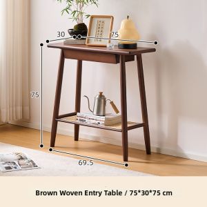 Woven Bamboo Entry Table with Drawer