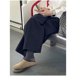 Quần Ống Rộng Dáng Rộng Phong Cách Nhật Bản Mùa Thu Đông Mới Quần Ống Đứng Chín Điểm Đa Năng Cỡ Lớn 300 Pound Cho Nam