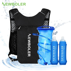 NEWBOLER Ultra Lightweight Run Backpack Hydration Vest Pack Marathon Running Bike Rucksack bag 500ml Soft Flask 1.5L Water Bag