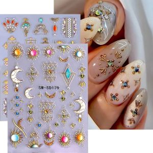 2 Miếng Dán Móng Tay Hình Sao Và Mặt Trăng Phong Cách Bohemian Trang Trí Tự Làm Cho Tiệc Cưới Trang Điểm Dễ Dàng Dán Chất Liệu PET