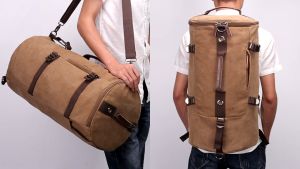 Tas Ransel Backpack Travel Kanvas Outdoor Kapasitas Besar Model Retro Vintage