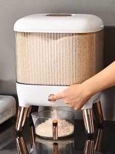 【Free Measuring Cup】10KG RICE DISPENSER ORIGINAL Nordic Clear Large Capacity Kitchen Organizer Household Sealed Grain Container