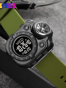 Professional Skmei Mens Outdoor Sports Watch Square Digital Display Waterproof Climbing Watch Countdown Timer Silicone Strap