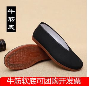 รองเท้าผ้าผู้ชายสไตล์ปักกิ่งแบบเก่ารองเท้าสเก็ตบอร์ดผ้าฝ้ายกันลื่นพื้นยาง TPR สำหรับวัยกลางคนและผู้สูงอายุรองเท้าทำงานระบายอากาศแบบสวมเท้าลำลองใส่ในห้องครัว